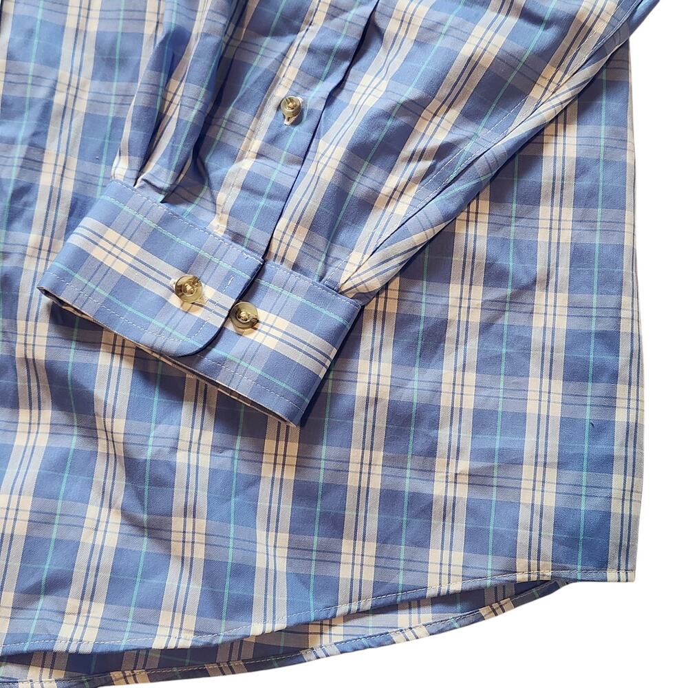 L.L. Bean Plaid Button-down Shirt, Traditional Fit Light Blue Long Sleeved Sz XL - Picture 7 of 12